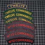 No12 Commando shoulder titles-various printed and woven designs
