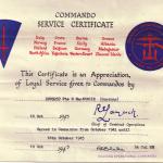 Commando Service Certificate for Pte Hugh MacKenzie No.1 Cdo.