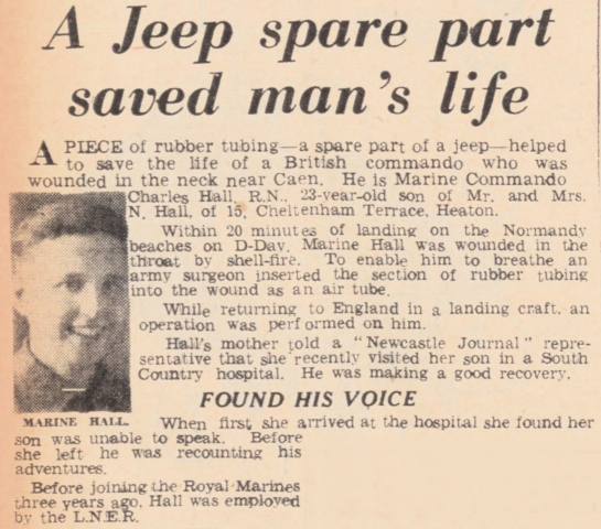 Marine Charles Hall, article on his wounding DDay