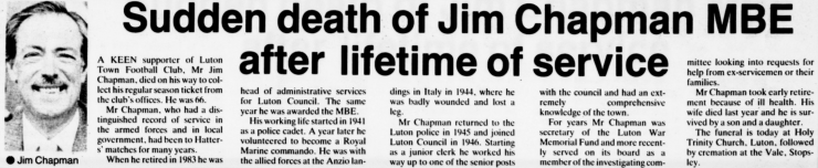 Obituary for Jim Chapman MBE (40RM)